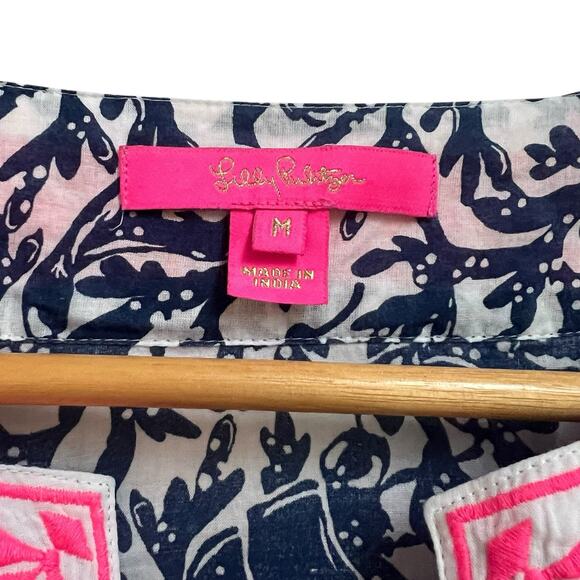 Lilly Pulitzer Ocean Cove Tunic Top Size M Oyster Bay Blue Krillin It - Picture 10 of 16